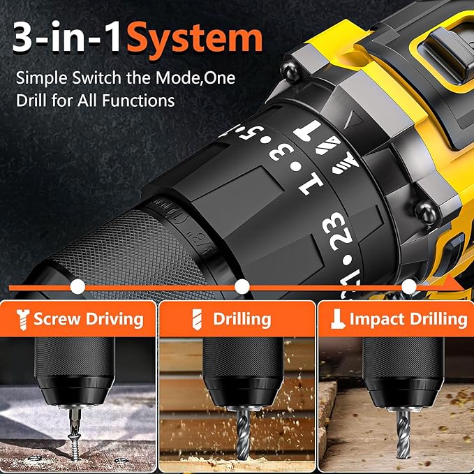 Taladro Percutor-Atornillador 21V con Accesorios – Kit Completo para el Hogar🏠