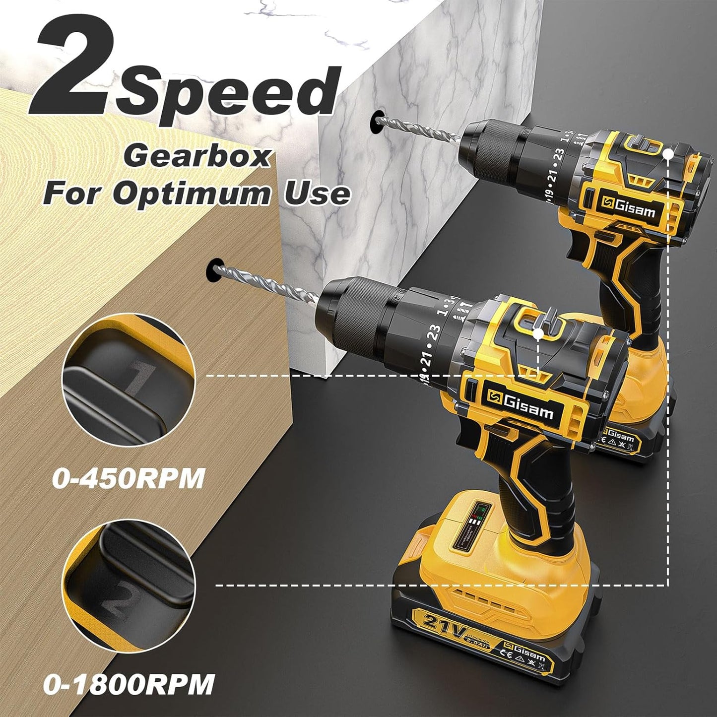 Taladro Percutor-Atornillador 21V con Accesorios – Kit Completo para el Hogar🏠