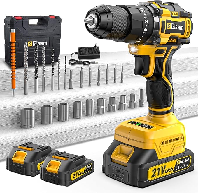 Taladro Percutor-Atornillador 21V con Accesorios – Kit Completo para el Hogar🏠